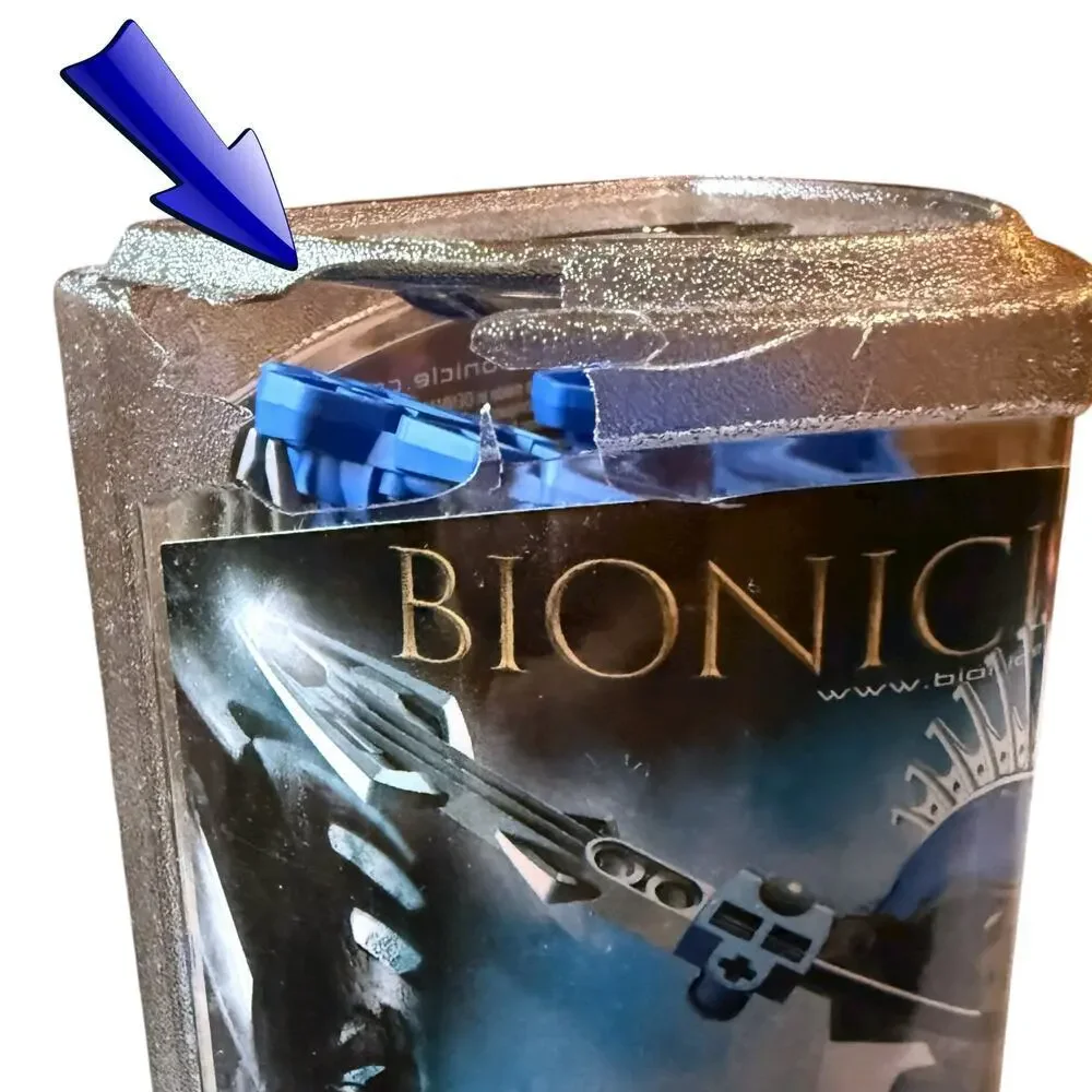 Vintage LEGO BIONICLE Rahkshi Guurahk Blue Orange 8590 Canister DAMAGE No Book